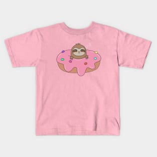 Cute Sloth On Top Of A Donut T-Shirt Kids T-Shirt